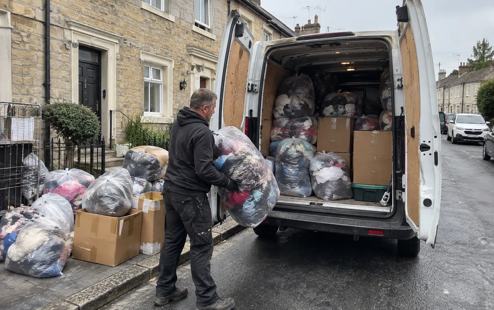 Loading the van at a house clearance